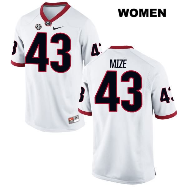 Georgia Bulldogs Women's Isaac Mize #43 NCAA Authentic White Nike Stitched College Football Jersey KRI1256FD